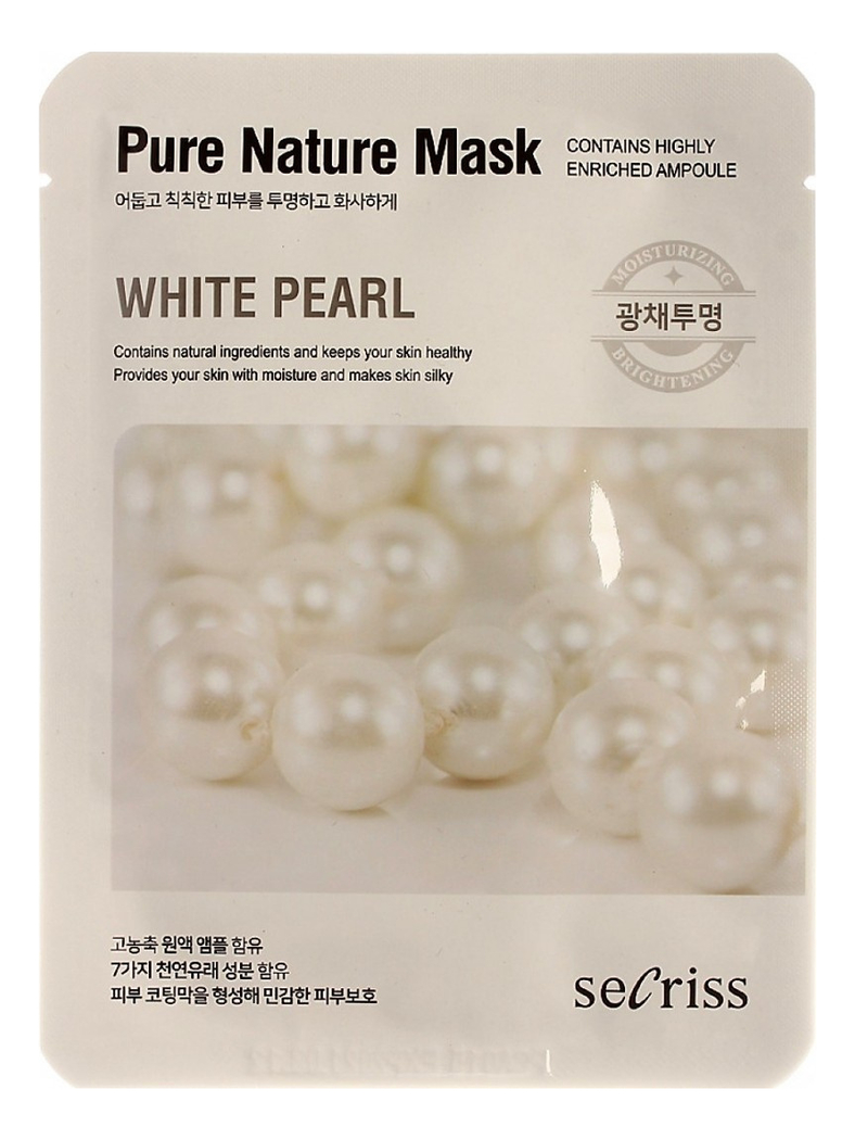 Купить Осветляющая тканевая маска для лица с экстрактом жемчуга Secriss Pure Nature Mask White Pearl 25мл, Anskin