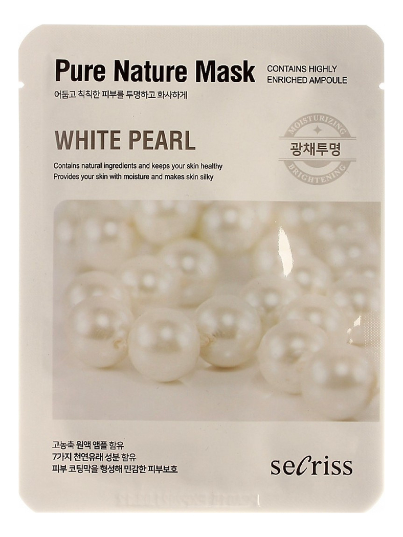 

Осветляющая тканевая маска для лица с экстрактом жемчуга Secriss Pure Nature Mask White Pearl 25мл