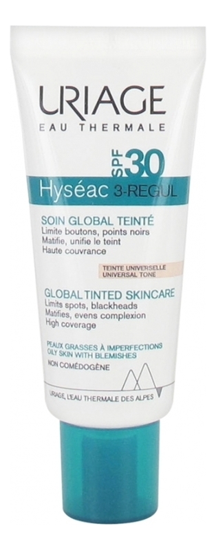 цена Универсальный крем для лица с тональным эффектом Hyseac 3-Regul Soin Global Teinte SPF30 40мл