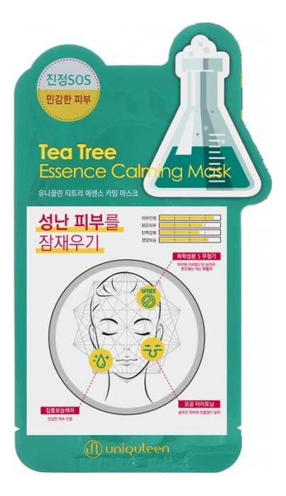 Тканевая маска для лица с экстрактом чайного дерева Uniquleen Tea Tree Essence Calming Mask 26г