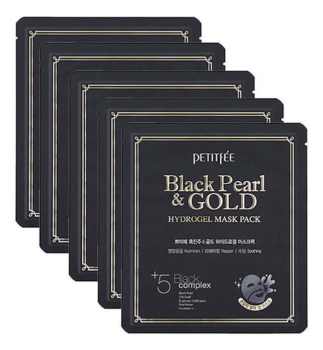 

Гидрогелевая маска с золотом и черным жемчугом Black Pearl & Gold Hydrogel Mask Pack: Маска 5*32г, Гидрогелевая маска с золотом и черным жемчугом Black Pearl & Gold Hydrogel Mask Pack