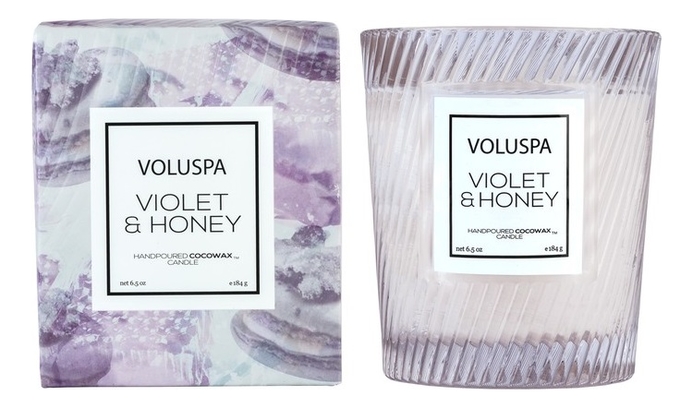 

Ароматическая свеча Violets & Honey: свеча в подарочной коробке 184г, Ароматическая свеча Violets & Honey