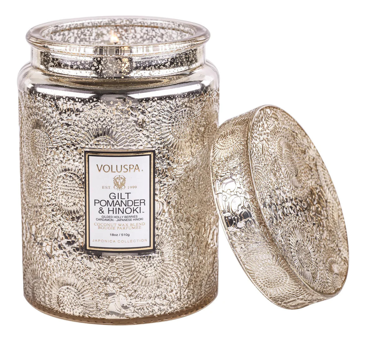 

Ароматическая свеча Gilt Pomander & Hinoki: свеча в большой стеклянной банке 510г, Ароматическая свеча Gilt Pomander & Hinoki