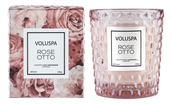 Купить Ароматическая свеча Rose Otto (роза отто): свеча в подарочной коробке 184г, VOLUSPA
