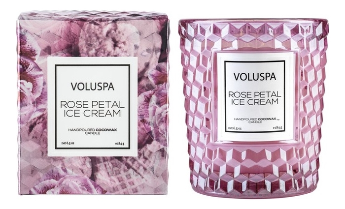 

Ароматическая свеча Rose Petal Ice Cream (мороженное с лепестками роз): свеча в подарочной коробке 184г, Ароматическая свеча Rose Petal Ice Cream (мороженное с лепестками роз)