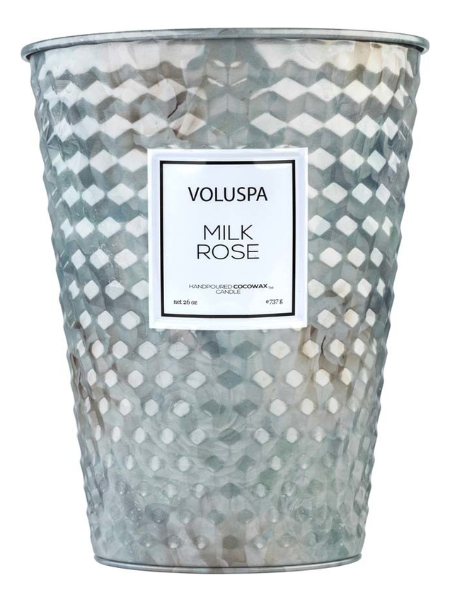 

Ароматическая свеча Milk Rose: свеча в металлическом подсвечнике с 2 фитилями 737г, Ароматическая свеча Milk Rose