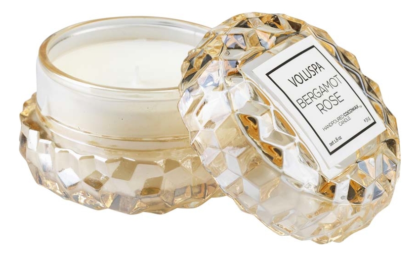 

Ароматическая свеча Bergamot Rose: свеча в подсвечнике макарон 51г, Ароматическая свеча Bergamot Rose