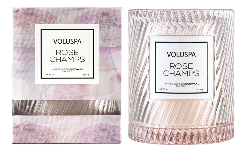 

Ароматическая свеча Rose Champs: свеча в стеклянном подсвечнике с крышкой 240г, Ароматическая свеча Rose Champs