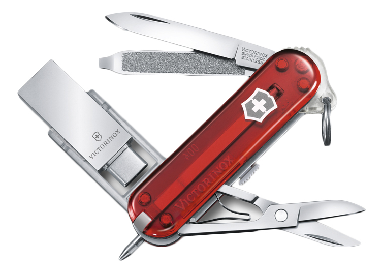 

Нож-брелок Work 58мм с USB-модулем 16Гб 8 функций (полупрозрачный красный в коробке)