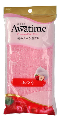 kai мочалка для тела body wash towel средней жесткости цвет розовый Мочалка для тела средней жесткости Awa Time Body Towel Normal (розовая)