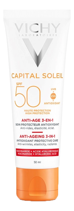Антивозрастной уход 3 в 1 с антиоксидантами Ideal Soleil Anti-Ageing SPF50 50мл