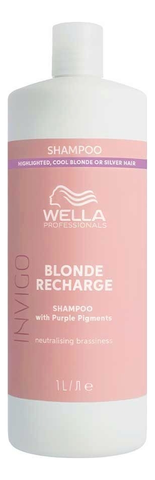 Шампунь для волос нейтрализующий желтизну Invigo Blonde Recharge With Color Pigments Shampoo: Шампунь 1000мл шампунь для волос нейтрализующий желтизну invigo blonde recharge with color pigments shampoo шампунь 1000мл