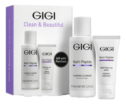 GiGi Набор для лица Nutri-Peptide Clean & Beautiful (очищающий гель 60мл + очищающая глинянная маска 15мл)