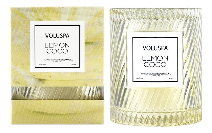 

Ароматическая свеча Lemon Coco: свеча в стеклянном подсвечнике с крышкой 240г, Ароматическая свеча Lemon Coco