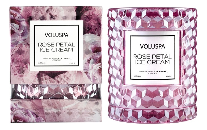 

Ароматическая свеча Rose Petal Ice Cream (мороженное с лепестками роз): свеча в стеклянном подсвечнике с крышкой 240г, Ароматическая свеча Rose Petal Ice Cream (мороженное с лепестками роз)