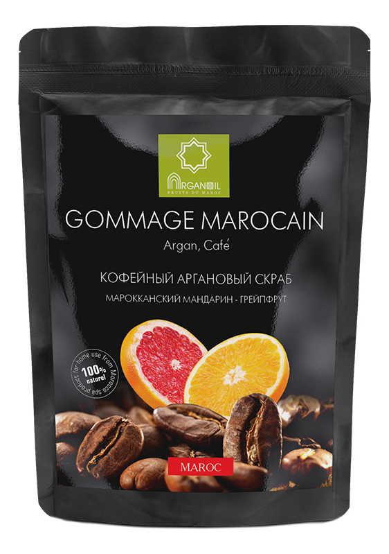 Кофейный аргановый скраб для тела Gommage Marocain (марроканский мандарин-грейпфрут): Скраб 60г huilargan аргановый скраб кофейный мята 150 г