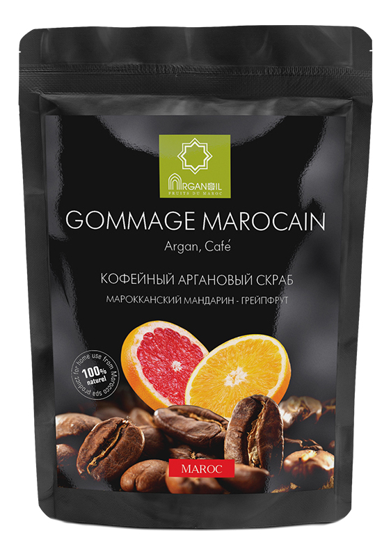 Кофейный аргановый скраб для тела Gommage Marocain (марроканский мандарин-грейпфрут): Скраб 60г соляной аргановый скраб для тела gommage marocain марокканская мята атласский кедр скраб 200г