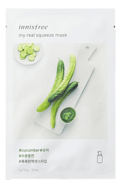 

Тканевая маска для лица с соком огурца My Real Squeeze Mask Cucumber 20мл