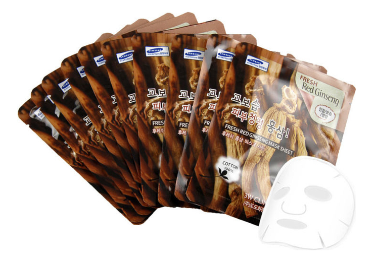 

Тканевая маска для лица с экстрактом красного женьшеня Fresh Red Ginseng Mask Sheet: Маска 10*23г, Тканевая маска для лица с экстрактом красного женьшеня Fresh Red Ginseng Mask Sheet