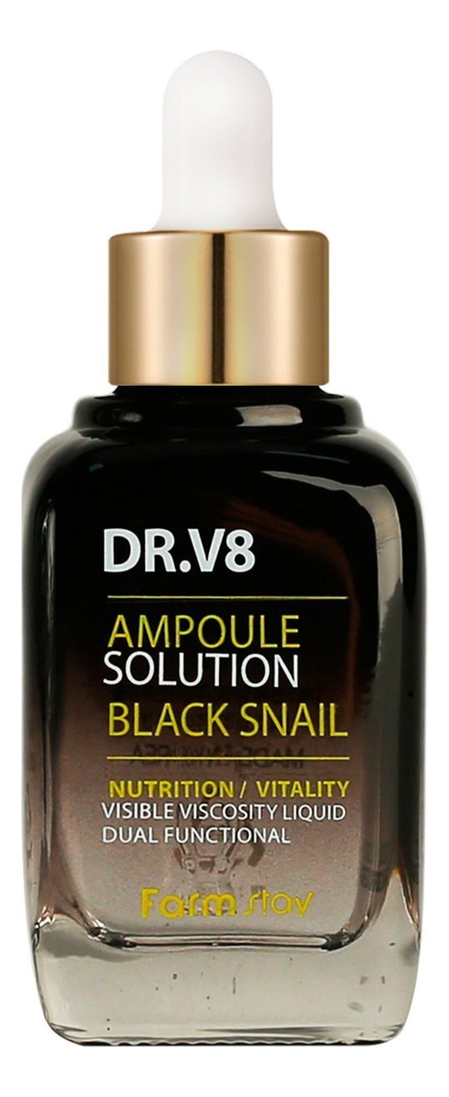 Сыворотка для лица с муцином черной улитки DR.V8 Ampoule Solution Black Snail 30мл ампульная сыворотка с муцином черной улитки farmstay dr v8 ampoule solution black snail 30мл