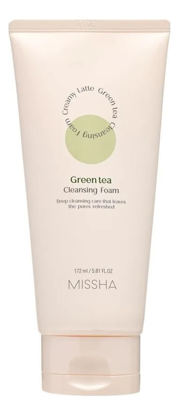 Очищающая пенка для лица с экстрактом зеленого чая Creamy Latte Green Tea Cleansing Foam 172мл очищающая пенка для лица с экстрактом клубники creamy latte strawberry cleansing foam 172мл