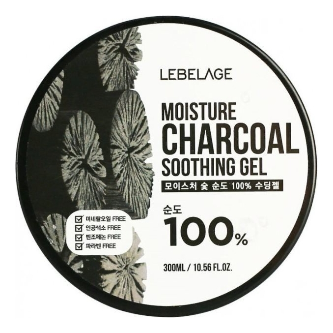 Увлажняющий успокаивающий гель для лица и тела с древесным углем Moisture Charcoal 100% Soothing Gel 300мл