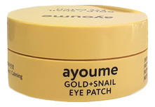 Ayoume Патчи для кожи вокруг глаз омолаживающие с золотом и улиточным муцином Gold + Snail Eye Patch 60шт