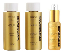 Miriam Quevedo Набор с золотом для интенсивного питания и восстановления волос Sublime Gold (шампунь 100мл + маска 100мл + спрей-лосьон для ультра блеска 50мл)