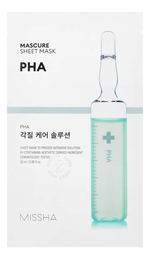 Отшелушивающая тканевая маска для лица Mascure PHA Peeling Solution Sheet Mask 28мл тканевая маска для лица с pha кислотами missha mascure peeling solution sheet mask 1 шт