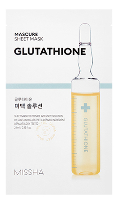 Осветляющая тканевая маска для лица Mascure Glutathione Whitening Solution Sheet Mask 28мл, Missha  - Купить