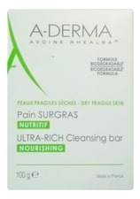 A-DERMA Ультраобогащенное косметическое мыло твердое на безмыльной основе для раздраженной кожи Nourishing Ultra-Rich Cleansing Bar 100г