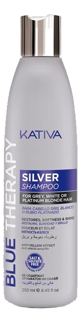 

Шампунь нейтрализатор желтизны для осветленных и мелированных волос Blue Therapy Silver Shampoo 250мл