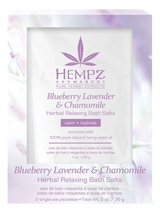 Расслабляющая соль для ванны Blueberry Lavender & Chamomile Herbal Relaxing Bath Salts  2*28г (лаванда, ромашка и дикие ягоды): Соль 2*28г