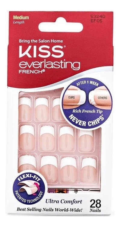 Накладные ногти Ультра стойкий французский маникюр Everlasting French EF05 28шт