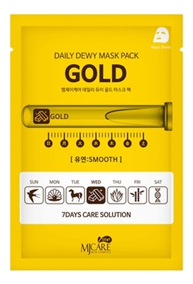 Маска тканевая для лица c золотом MJ Care Daily Dewy Mask Pack Gold Smooth 25г маска тканевая для лица c коллагеном mj care daily dewy mask pack collagen elastisity 25г