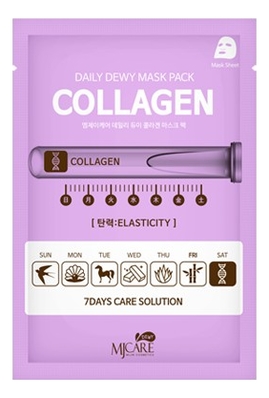 Маска тканевая для лица c коллагеном MJ Care Daily Dewy Mask Pack Collagen Elastisity 25г маска тканевая для лица c лошадиным жиром mj care daily dewy mask pack horse oil nourishment 25г