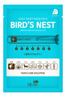 Маска тканевая c экстрактом ласточкиного гнезда MJ Care Daily Dewy Mask Pack Bird's Nest 25г