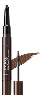 

Тушь-карандаш для бровей Eco Soul Brow Pencil & Mascara 0,2г/2,5мл: 03 Dark Brown, Тушь-карандаш для бровей Eco Soul Brow Pencil & Mascara 0,2г/2,5мл