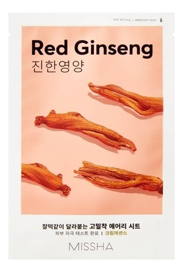 тканевая маска для лица с экстрактом красного женьшеня airy fit sheet mask red ginseng 19г Тканевая маска для лица с экстрактом красного женьшеня Airy Fit Sheet Mask Red Ginseng 19г