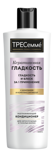 Кондиционер для волос разглаживающий Keratin Smooth: Кондиционер 400мл разглаживающий шампунь для волос tresemme keratin smooth с кератином и комплексом масел 400мл