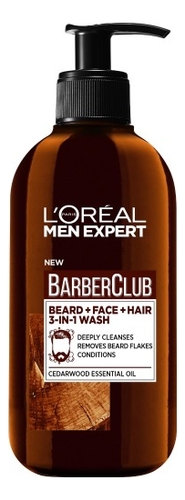 

Очищающий гель 3 в 1 Men Expert Barber Club Beard + Face + Hair Wash 200мл