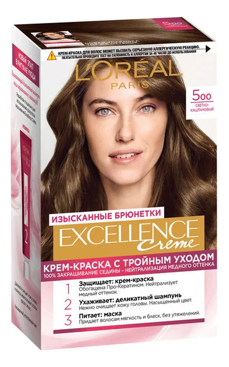 

Крем-краска для волос Excellence Creme 270мл: 500 Светло-каштановый, Крем-краска для волос Excellence Creme 270мл