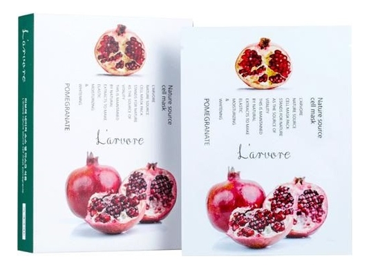 Тканевая маска для лица с экстрактом граната Nature Source Cell Mask Pomegranate 25г: Маска 5шт