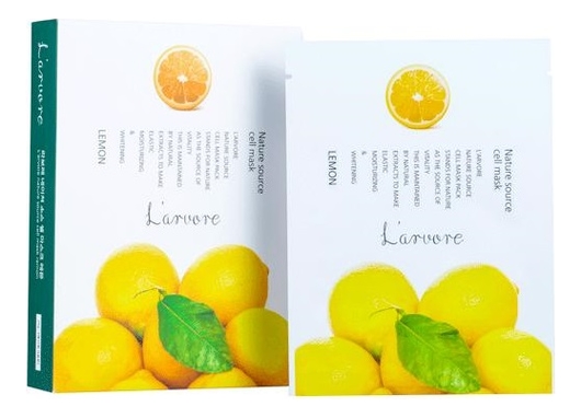 Тканевая маска для лица с экстрактом лимона Nature Source Cell Mask Lemon 25г: Маска 5шт