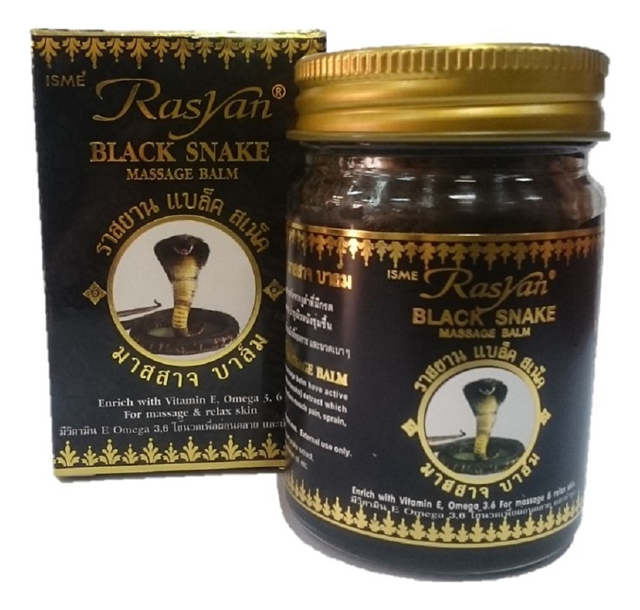 

Бальзам для массажа с экстрактом черной змеи Rasyan Black Snake Massage Balm 50г