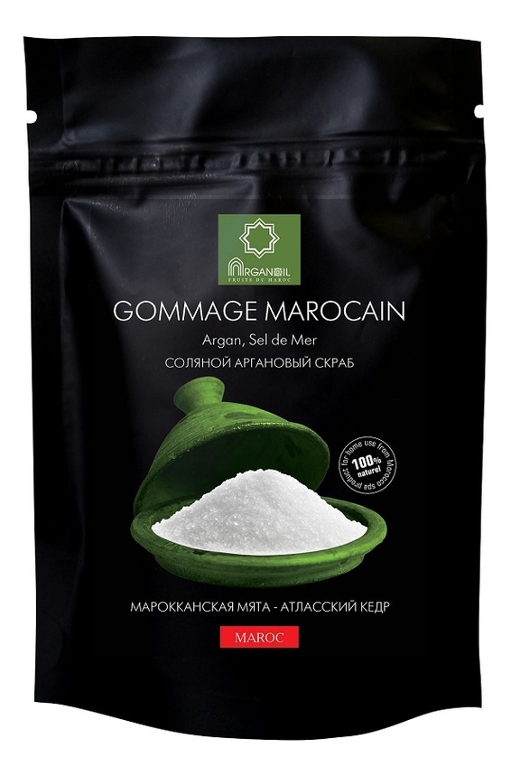 Соляной аргановый скраб для тела Gommage Marocain (марокканская мята-атласский кедр): Скраб 200г