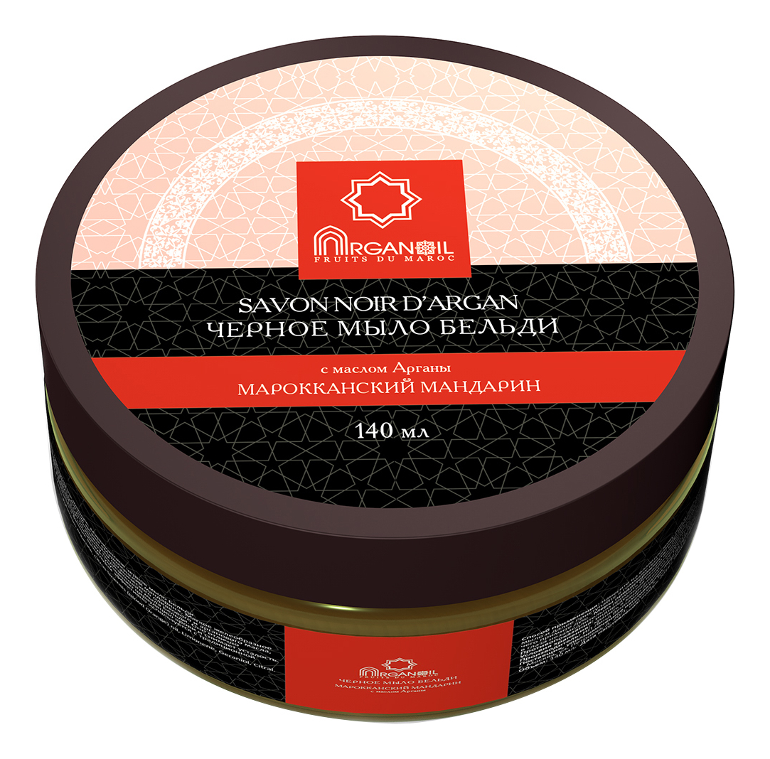 Черное мыло Бельди с маслом арганы Марокканский мандарин Fruits Du Maroc Savon Noir DArgan: Мыло 140мл