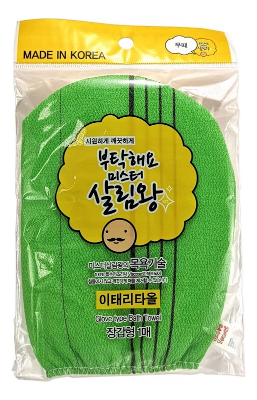 Мочалка для тела в виде рукавички Glove Type Bath Towe (жесткая, зеленая)