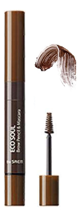 

Тушь-карандаш для бровей Eco Soul Brow Pencil & Mascara 0,2г/2,5мл: 02 Natural Brown, Тушь-карандаш для бровей Eco Soul Brow Pencil & Mascara 0,2г/2,5мл
