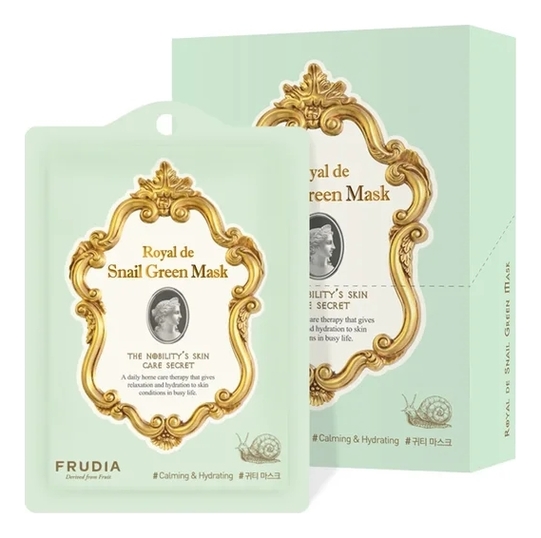

Омолаживающая маска для лица с экстрактом улитки Royal De Snail Green Mask 20г: Маска 10шт, Омолаживающая маска для лица с экстрактом улитки Royal De Snail Green Mask 20г